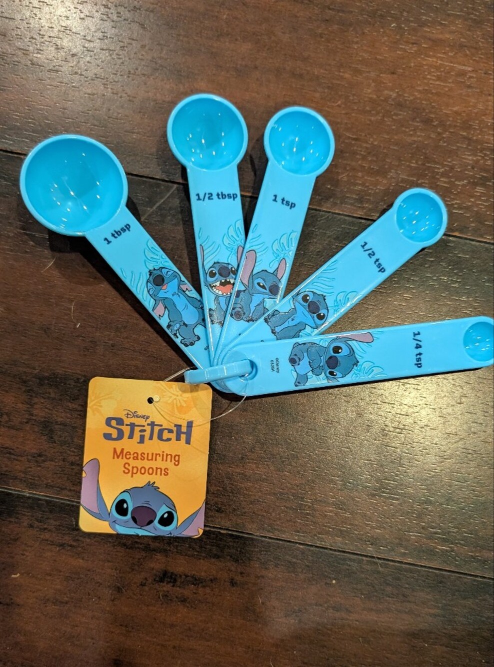 Disney Stitch Bright Blue Kids Measuring Spoons - Set of 6